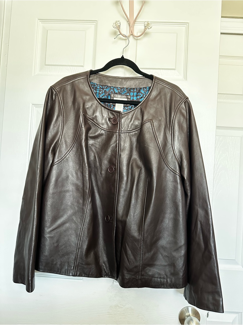Worthington Woman 2X Genuine Leather Brown Jacket Button Front - Picture 2 of 9